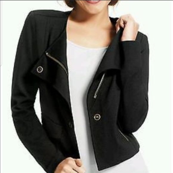 CAbi Jackets & Blazers - SALE!CAbi Black Ponte Moto Zip Up Jacket XS